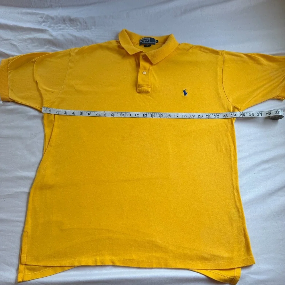 Vintage Polo Ralph Lauren Men's XL Yellow Gold Short Sleeve Pony Polo Shirt 90s